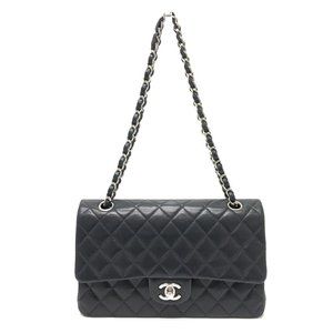 CHANEL A01112 Matelasse 25 Double Chain Flap Shoulder Bag, Lambskin, Women's,...